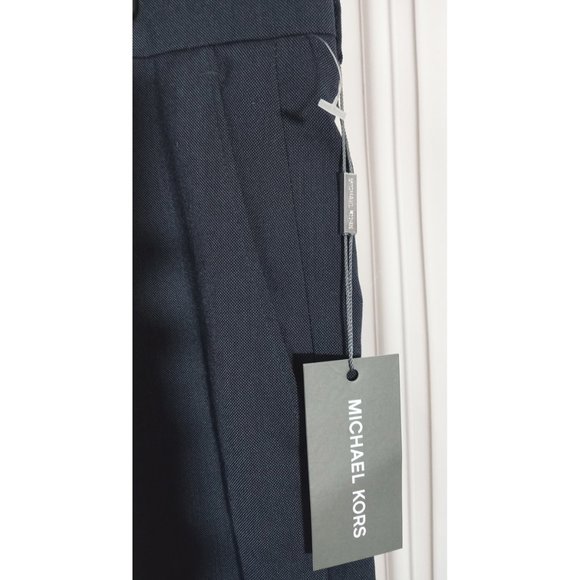 NWT Michael Kors Dark Blue Matisse Dress Trouser Pants Flat Front 34X30 - Picture 2 of 7